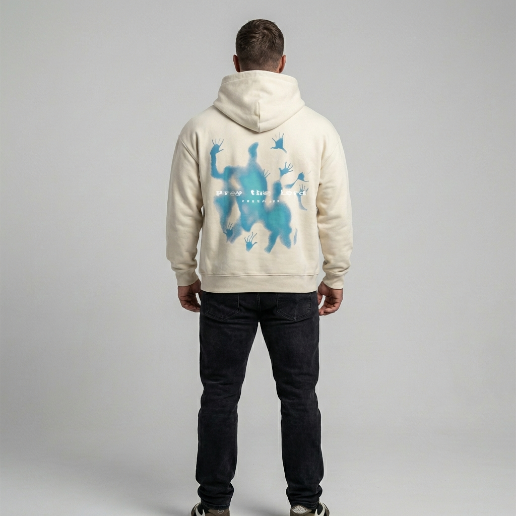 Felpa oversize unisex con cappuccio e stampa vintage