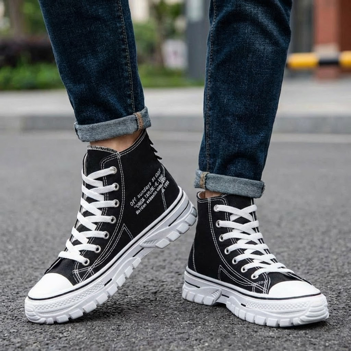 Scarpe Alte in Tela Chunky Casual Streetwear per Uomini