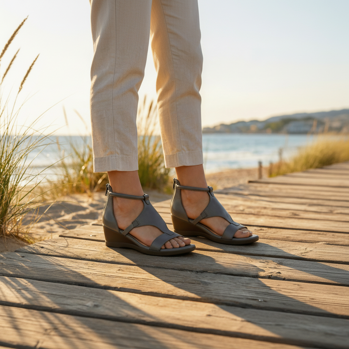 Wedluxe - Sandalo con Tacco a Wedge Aperto per Donne