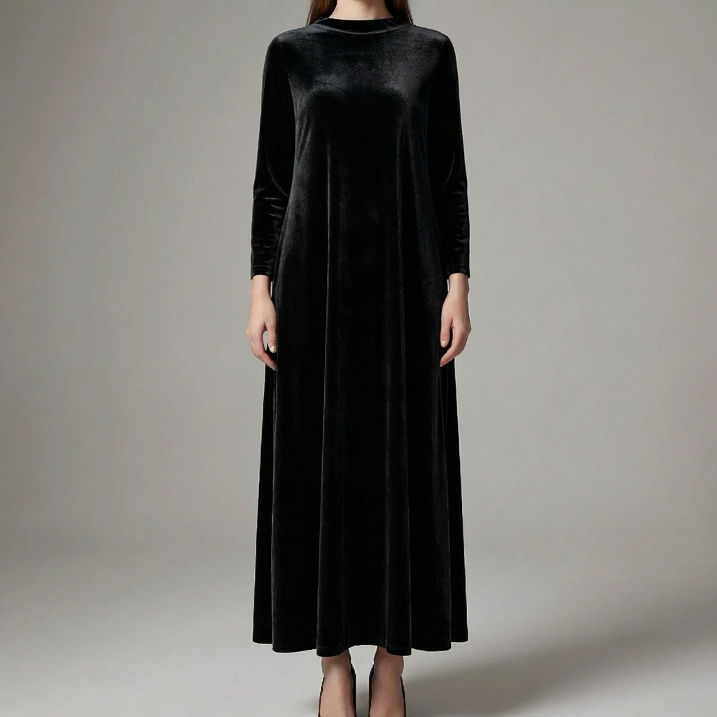 Abito Maxi in Velvet Effetto Lungo da Donna
