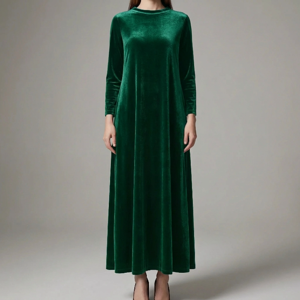Abito Maxi in Velvet Effetto Lungo da Donna