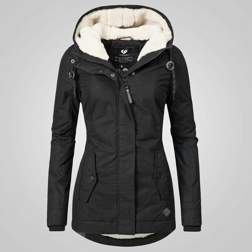 Cappotto Invernale Alla Medio Lunghezza Con Cappuccio Per Donne