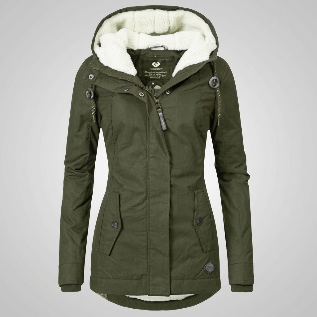 Cappotto Invernale Alla Medio Lunghezza Con Cappuccio Per Donne
