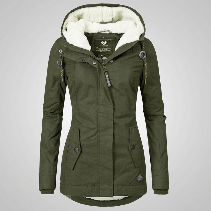 Cappotto Invernale Alla Medio Lunghezza Con Cappuccio Per Donne