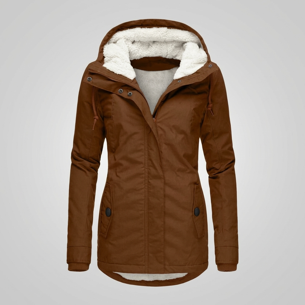Cappotto Invernale Alla Medio Lunghezza Con Cappuccio Per Donne