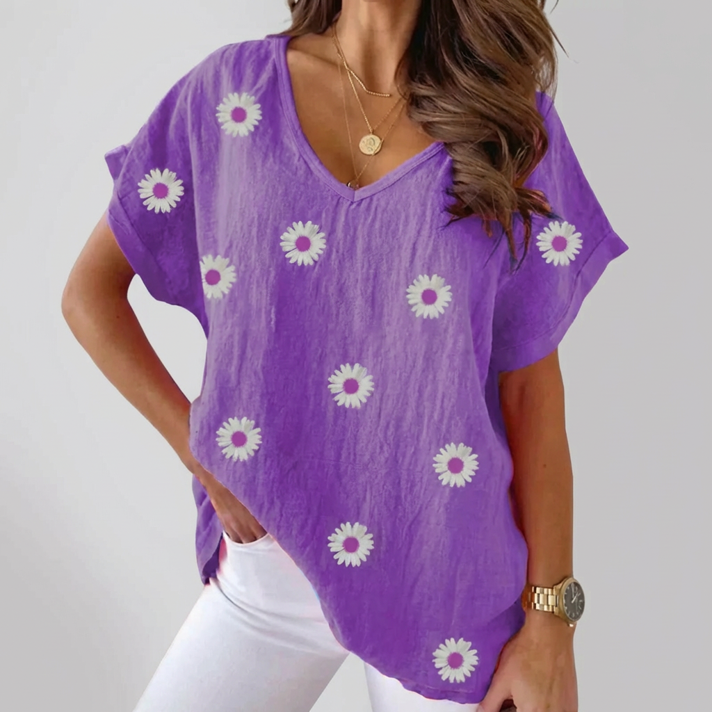 Blusa Casual a V per Donne