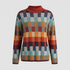 Maglione a Collo Alto Color Block per Donna