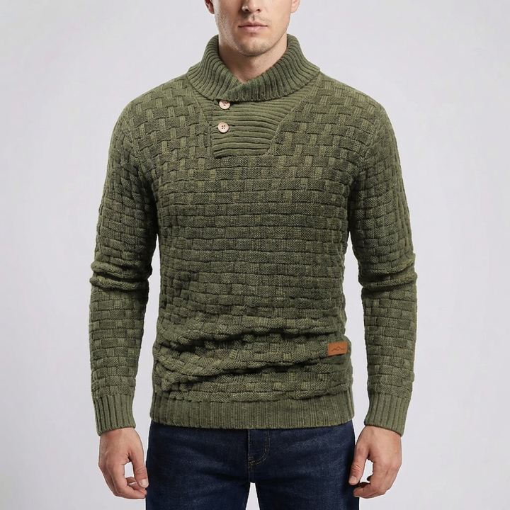 Maglione Uomo con Bottoni a Mezzo Collo