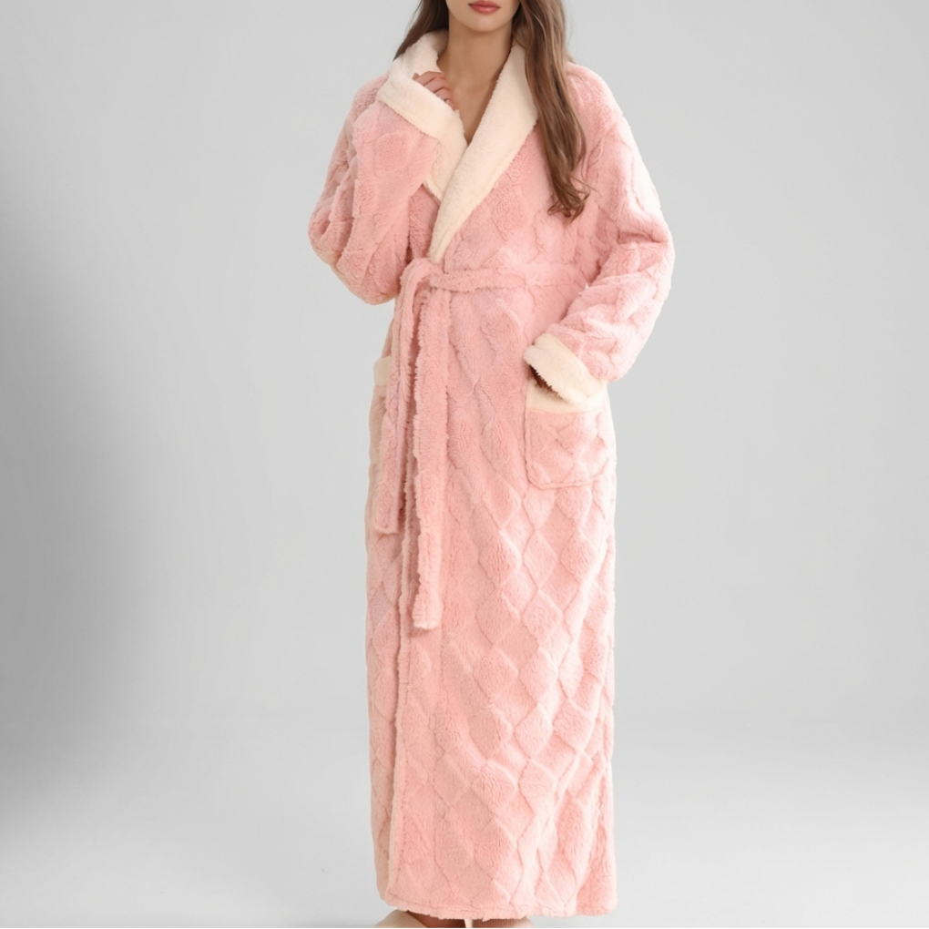 Accappatoio Flanella Donna spesso con Cappuccio