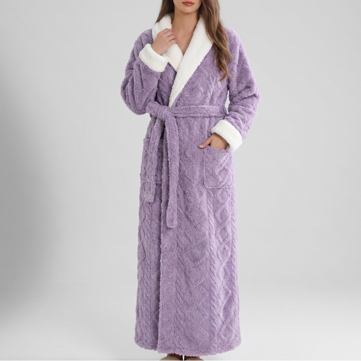 Accappatoio Flanella Donna spesso con Cappuccio