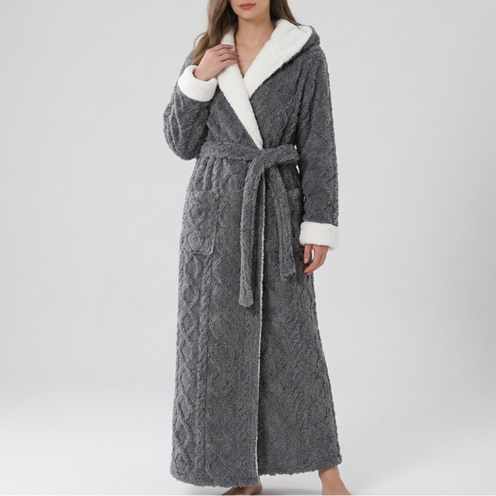 Accappatoio Flanella Donna spesso con Cappuccio