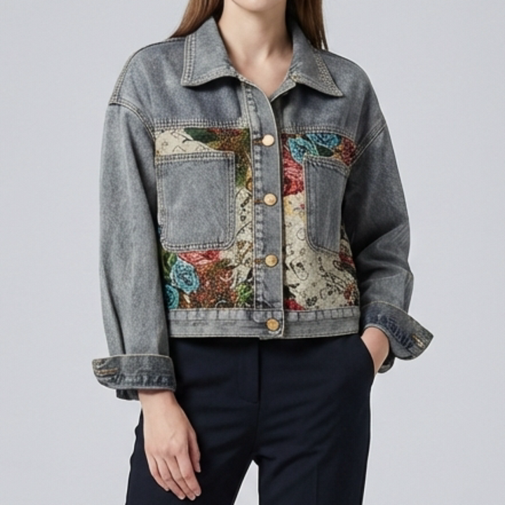 Giacca Denim Floreale per Donne