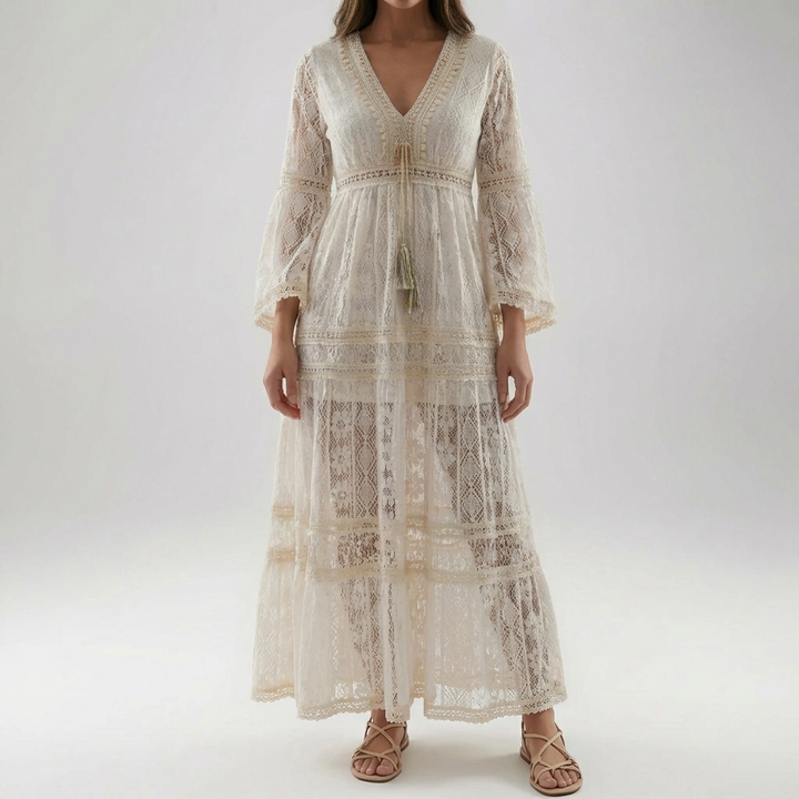 Abito Maxi in Pizzo con Mani Svasate