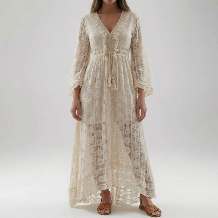 Abito Maxi in Pizzo con Mani Svasate
