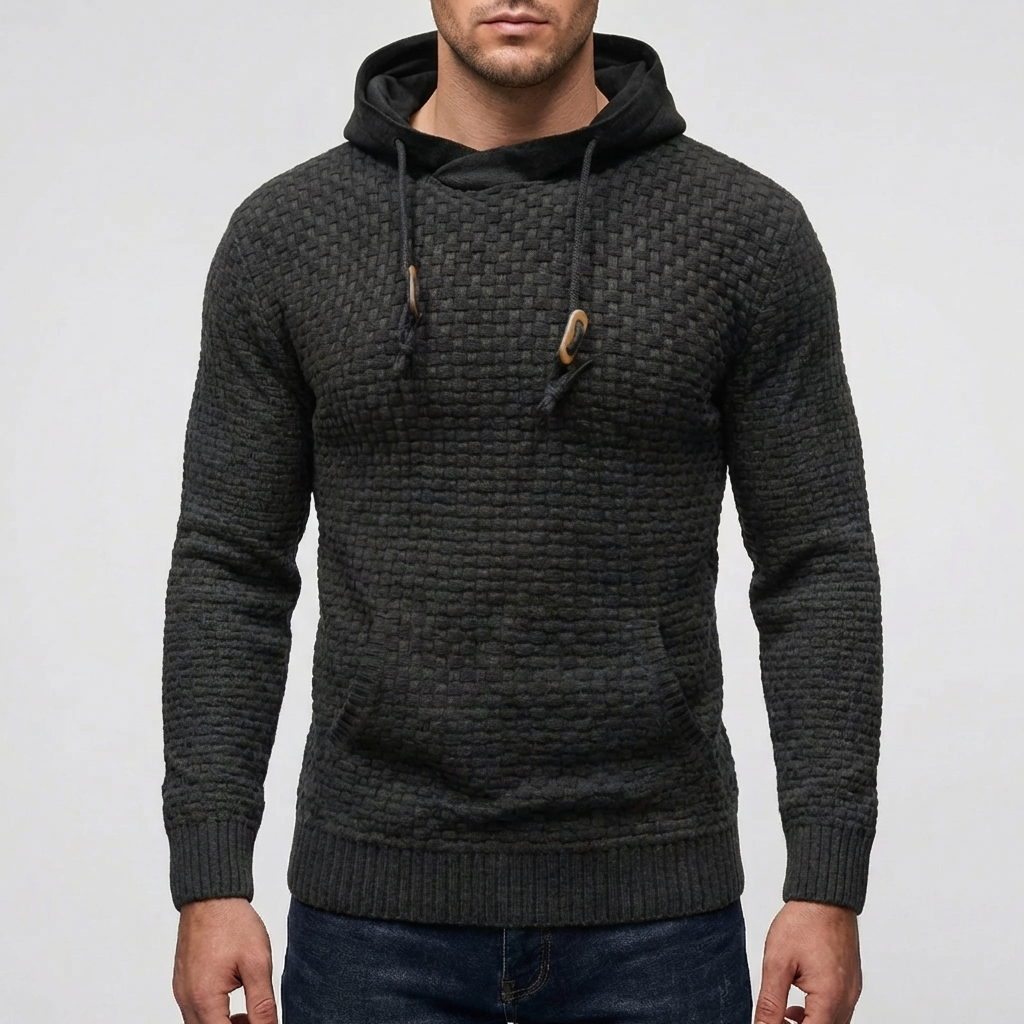 Pullover Hoodie Giacca per Uomini con Tessuto a Wafle