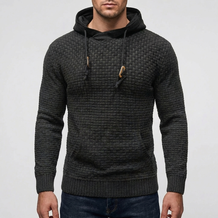 Pullover Hoodie Giacca per Uomini con Tessuto a Wafle