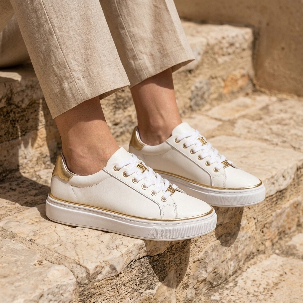 Scarpa Sneaker Platform Con Lacci Per Donne