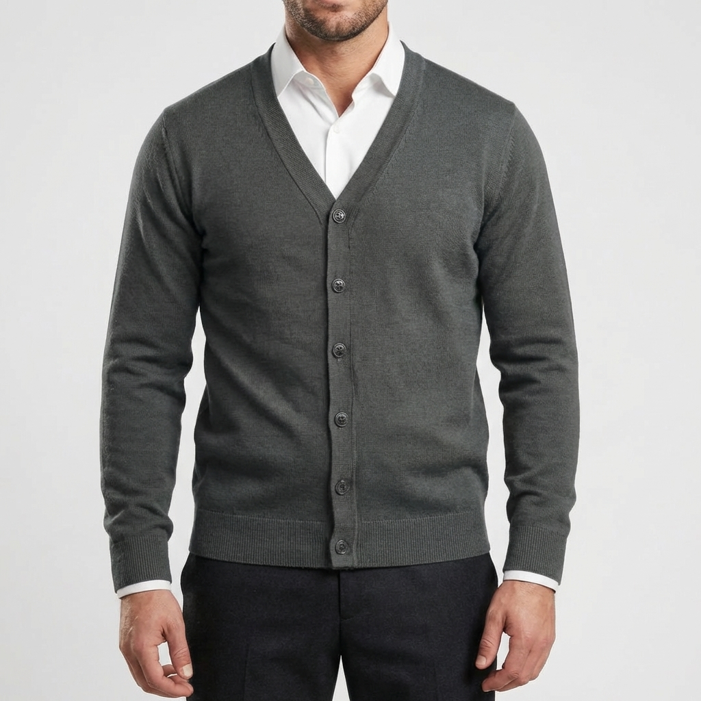 Cardigan a V con Bottoni per Uomo