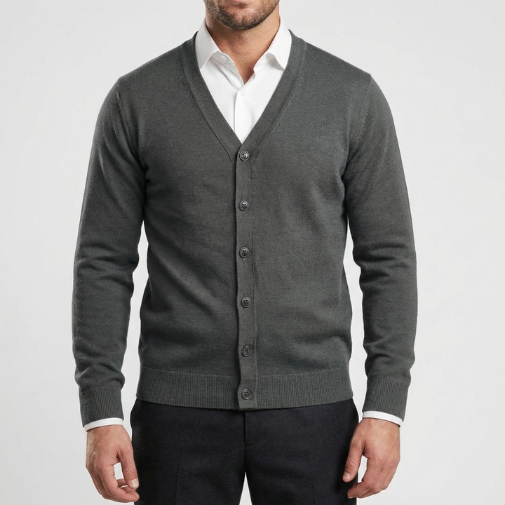 Cardigan a V con Bottoni per Uomo