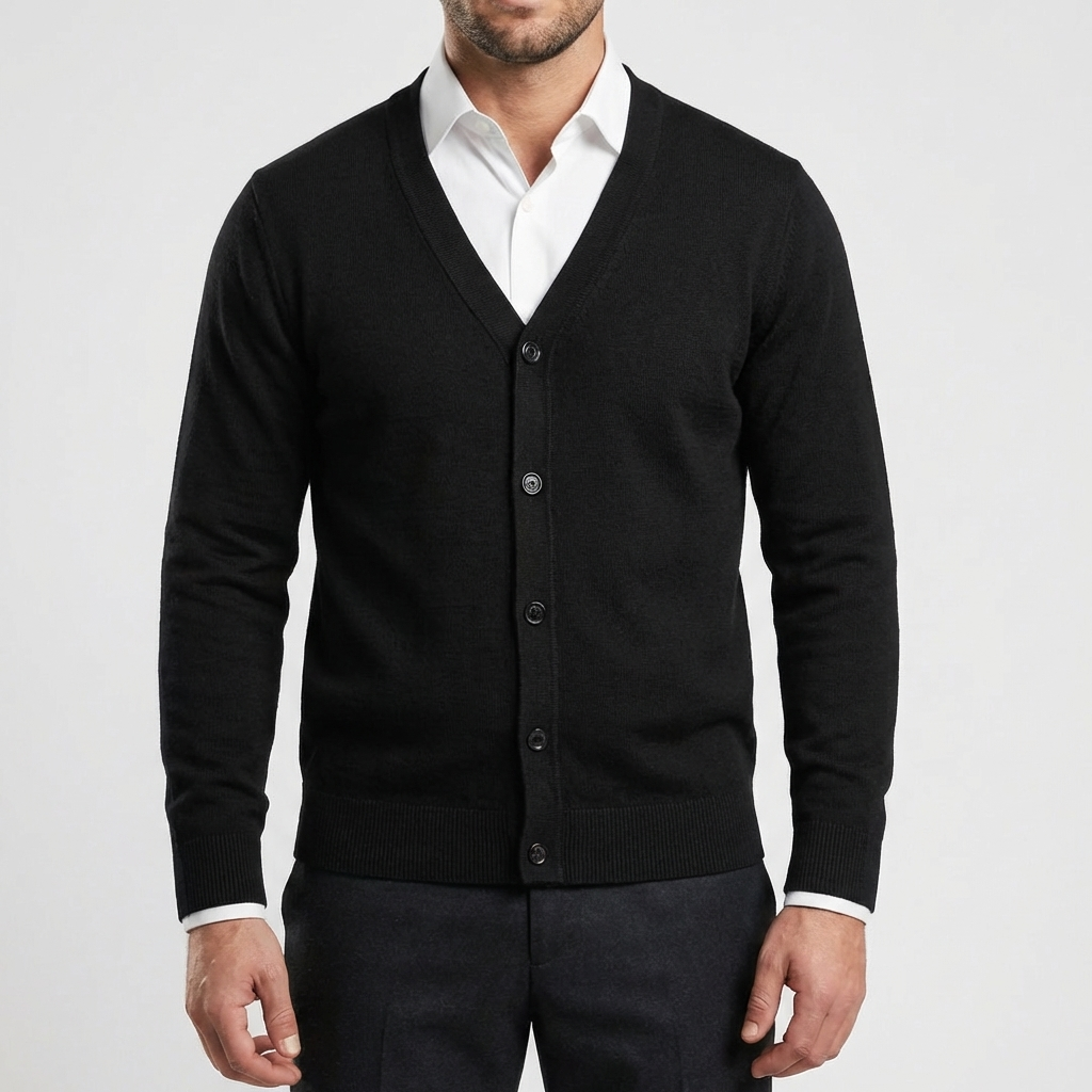 Cardigan a V con Bottoni per Uomo