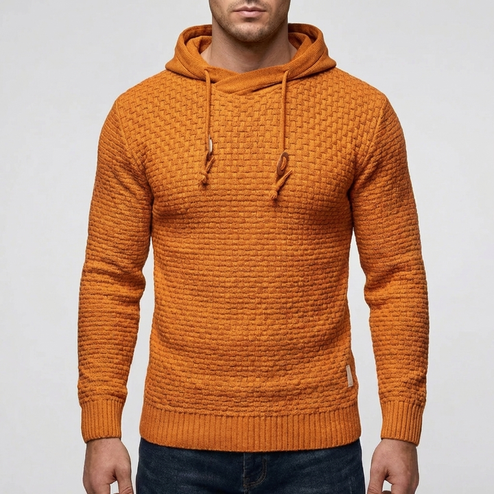 Pullover Hoodie Giacca per Uomini con Tessuto a Wafle