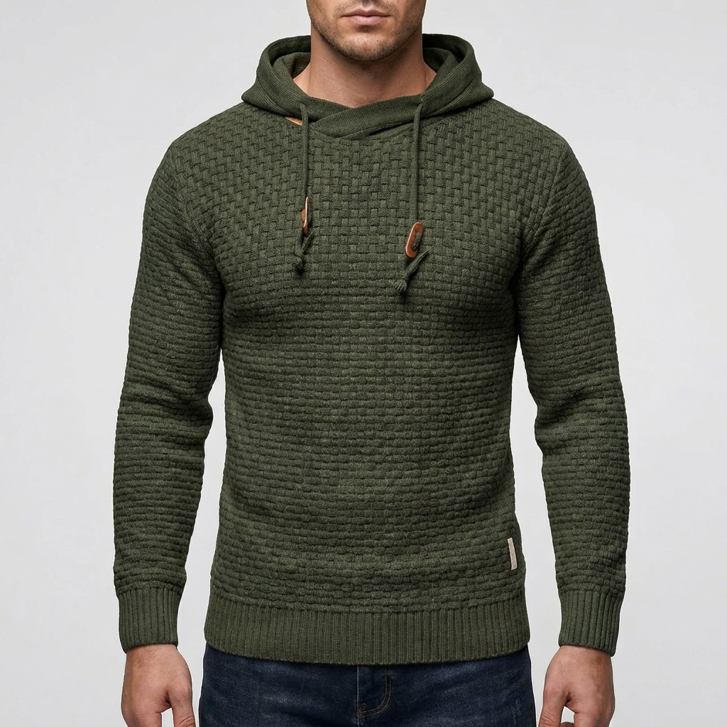 Pullover Hoodie Giacca per Uomini con Tessuto a Wafle