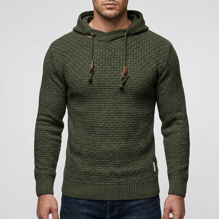 Pullover Hoodie Giacca per Uomini con Tessuto a Wafle