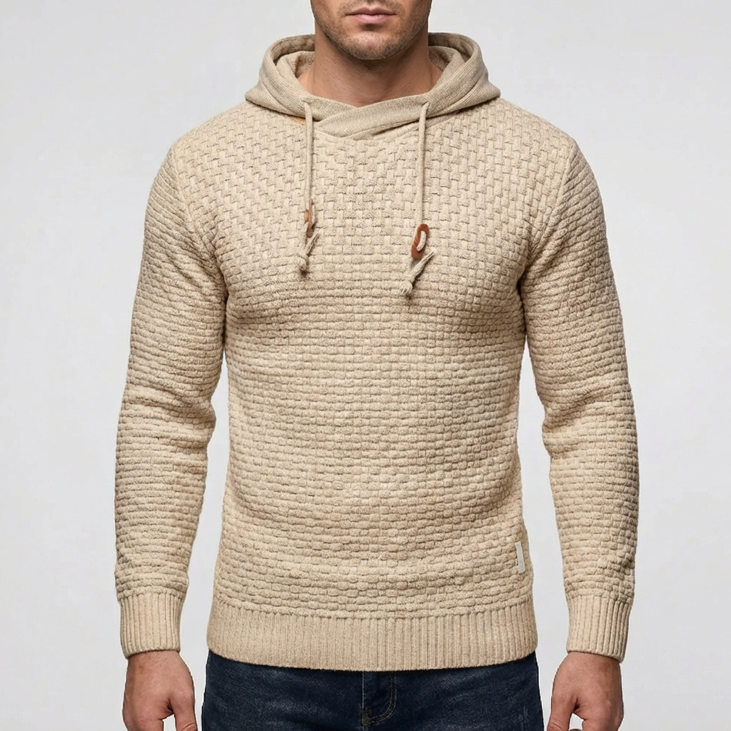 Pullover Hoodie Giacca per Uomini con Tessuto a Wafle