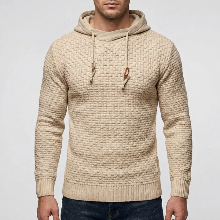 Pullover Hoodie Giacca per Uomini con Tessuto a Wafle