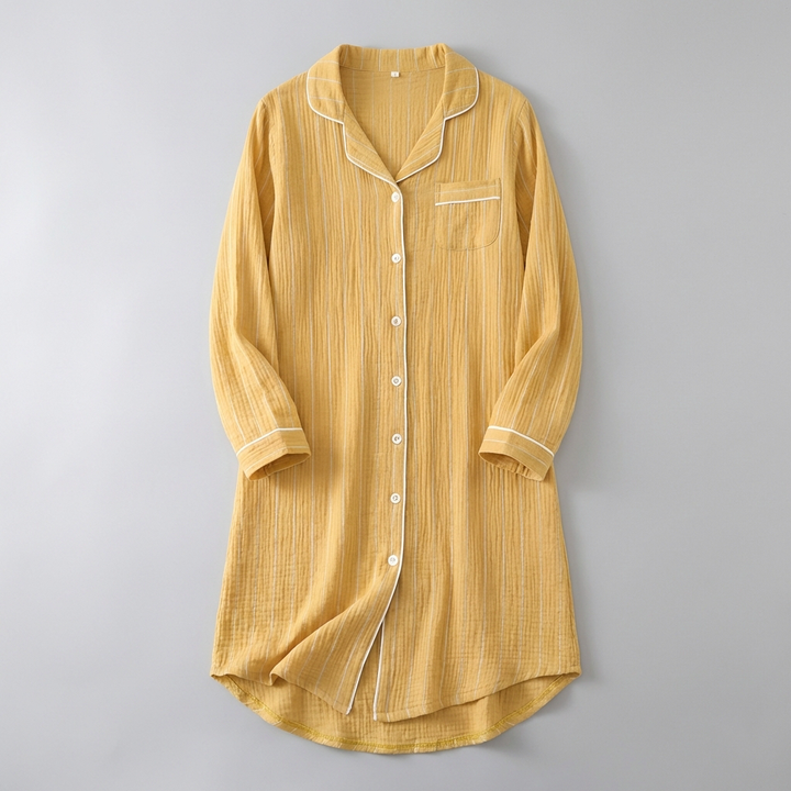 Camicia da notte leggera in cotone a righe per donne