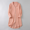 Camicia da notte leggera in cotone a righe per donne