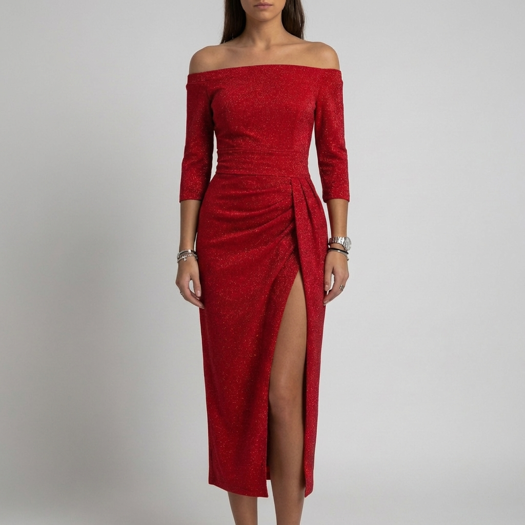 Abito Midi Bodycon Senza Spalline