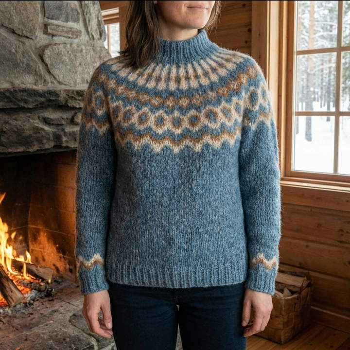 Pullover Sweater Fair Isle Nordico per Donna