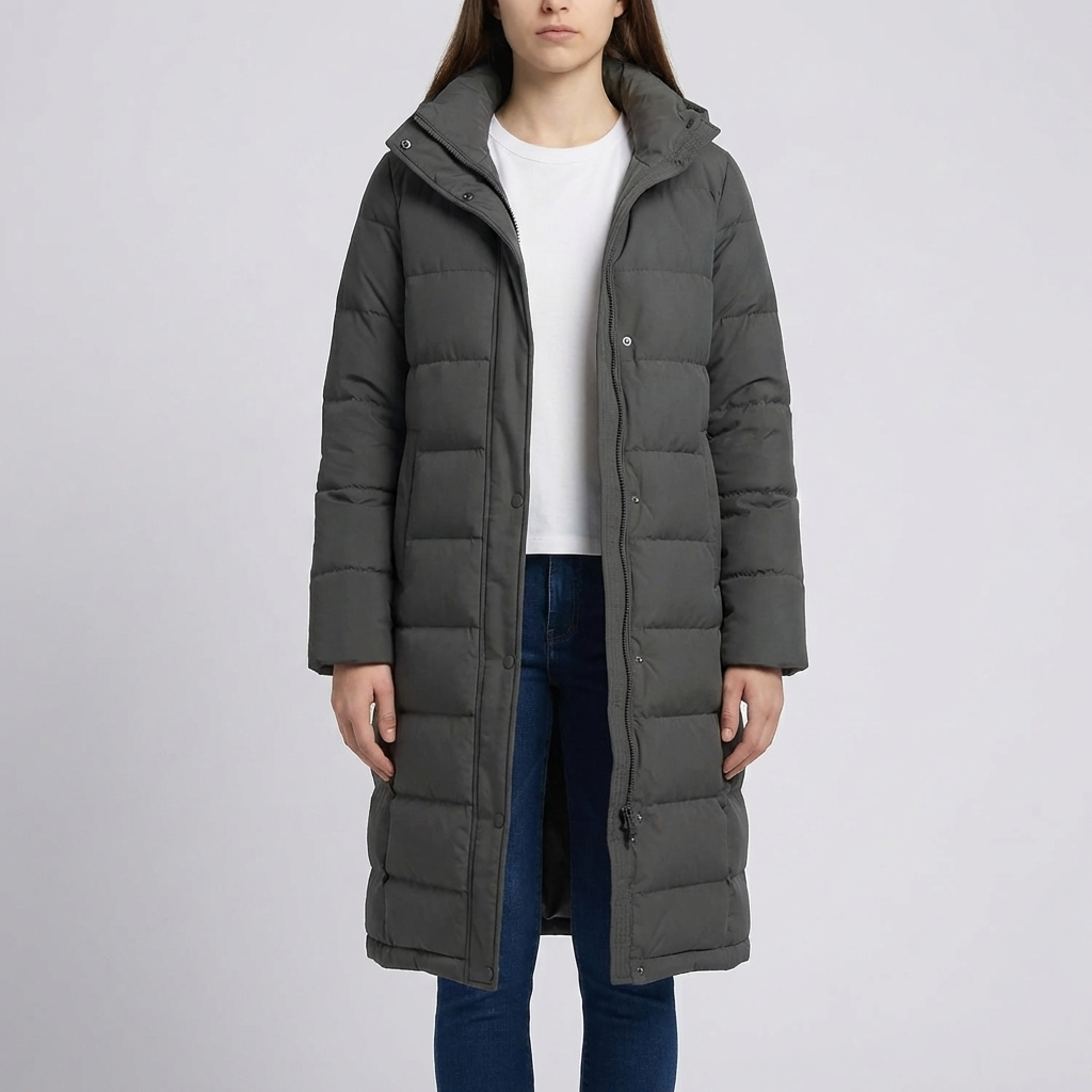 Giacca Invernale Lunga con Cappuccio Quilted