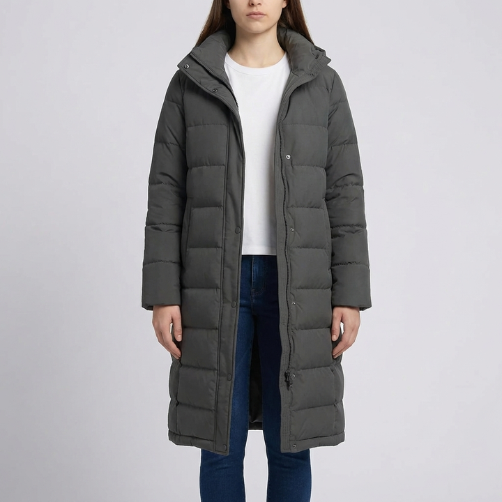 Giacca Invernale Lunga con Cappuccio Quilted