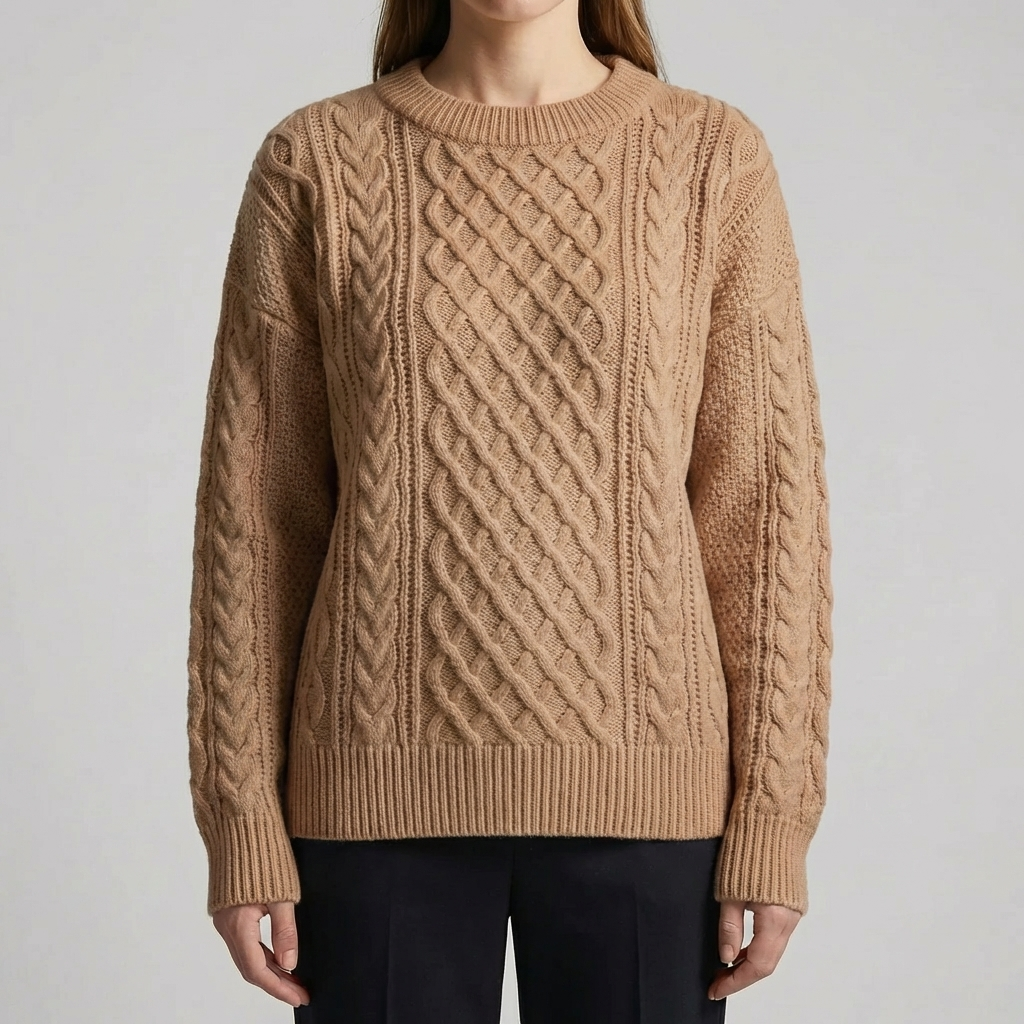 Maglione in Lana a Trecce Collo Crew
