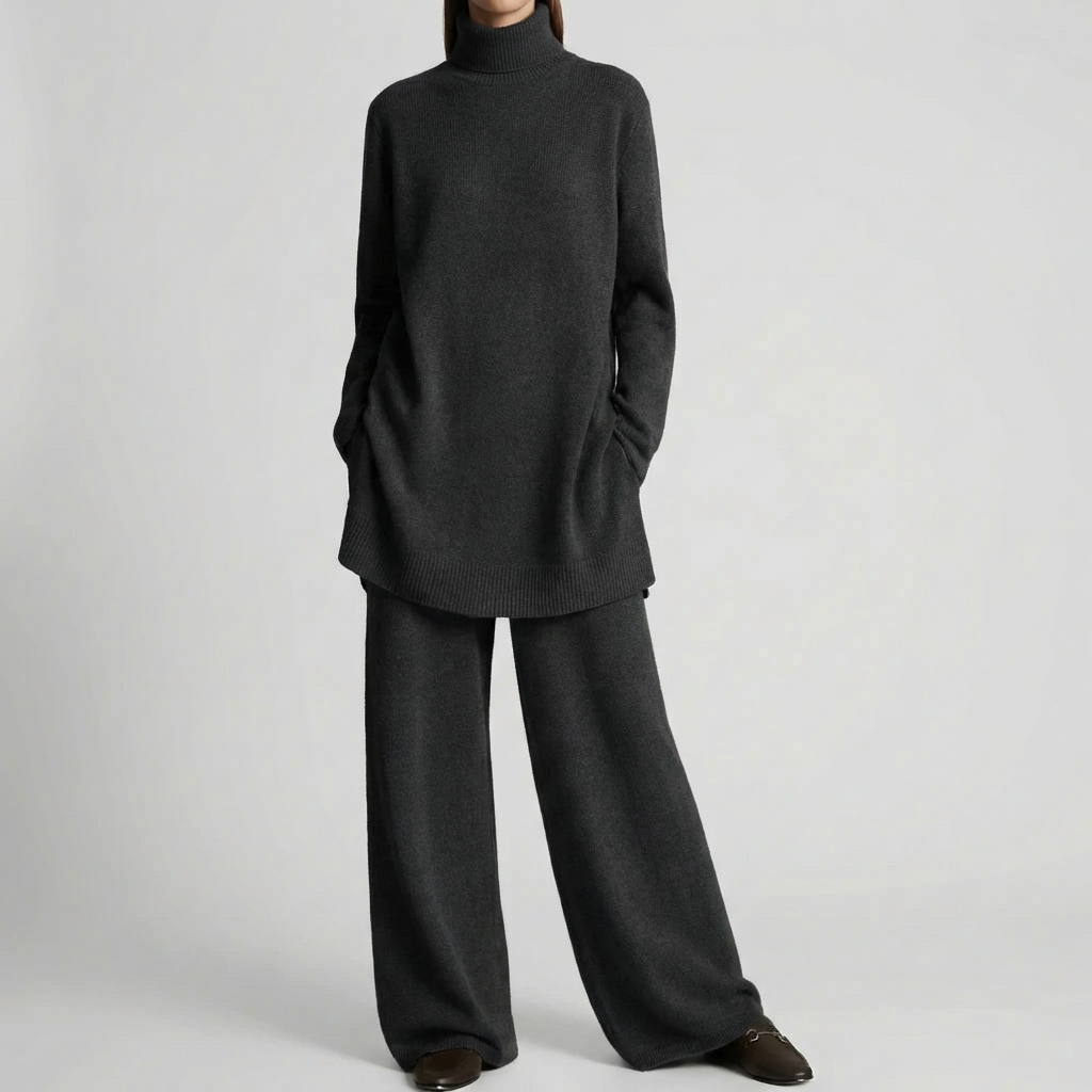 Set Maglia Collo Alto e Pantaloni Largo