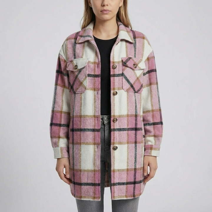 Camicia Oversize a Quadri con Bottoni