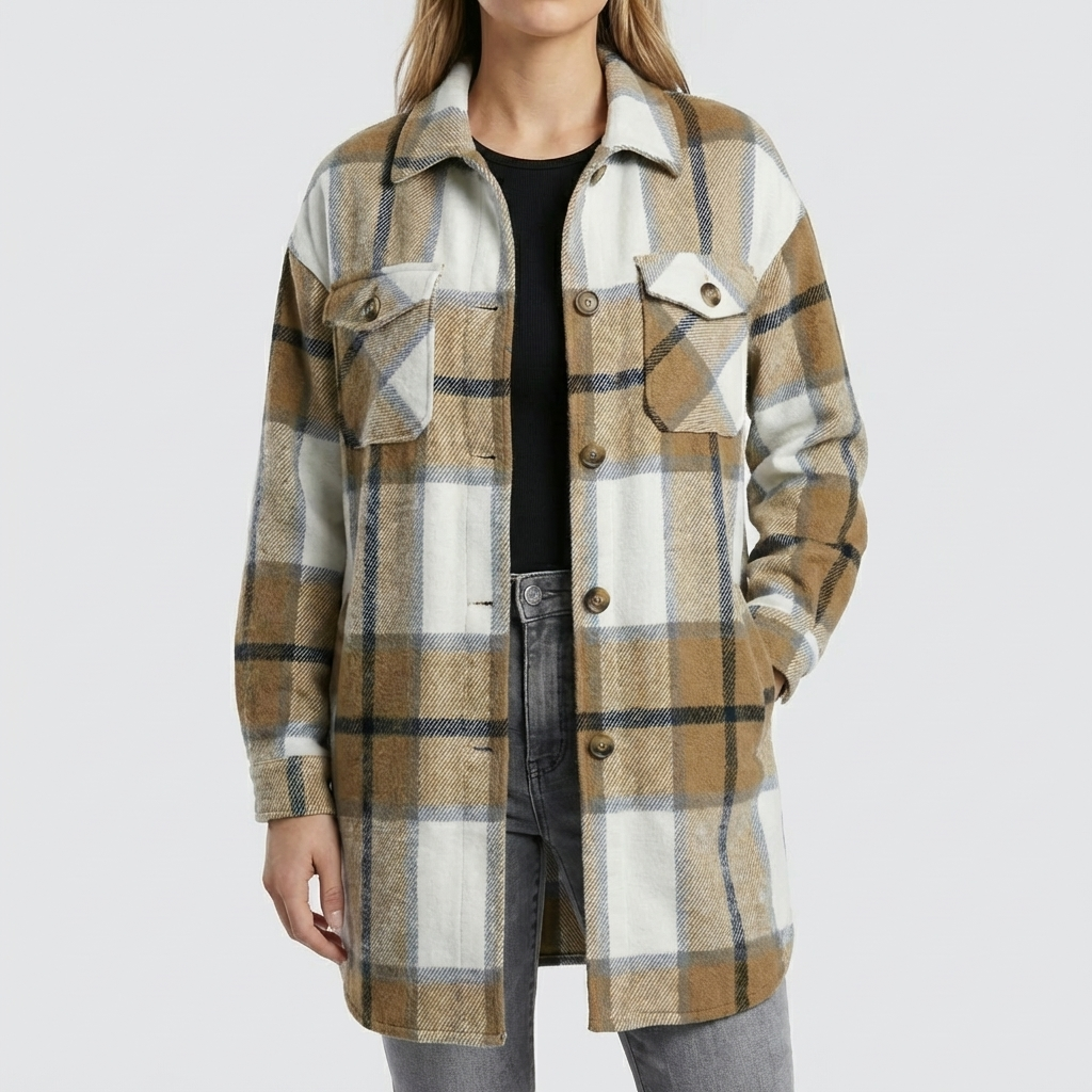 Camicia Oversize a Quadri con Bottoni
