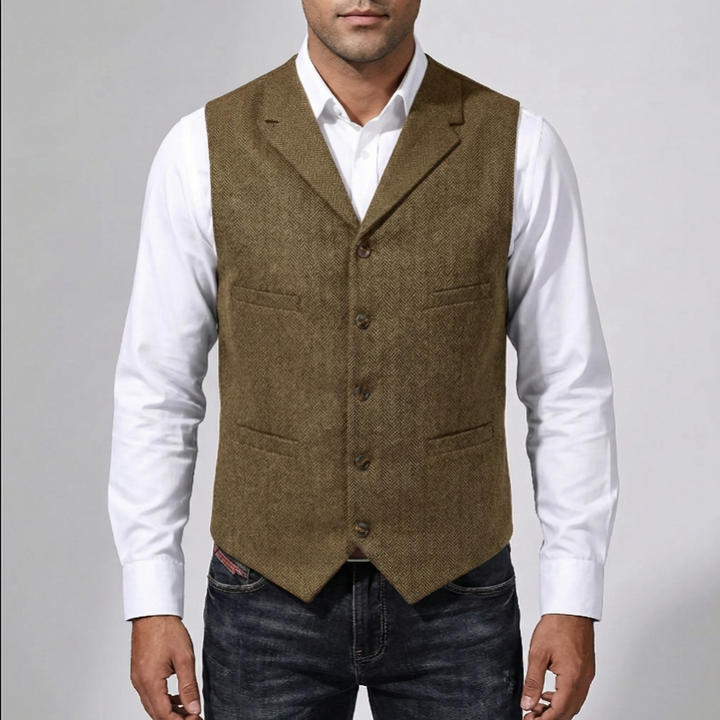 Gilet a cinque bottoni herringbone per uomini