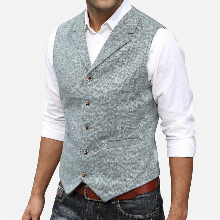 Gilet a cinque bottoni herringbone per uomini
