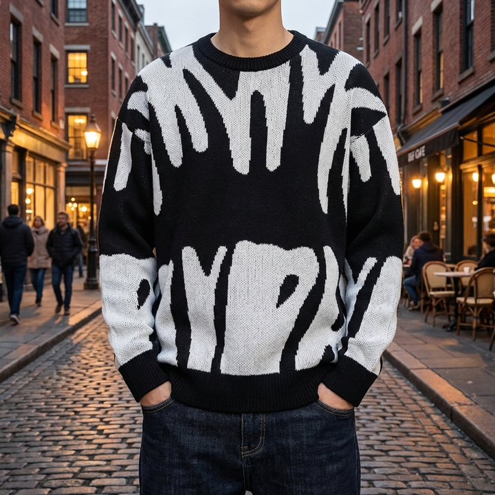 Texture Morbida - Pullover in Maglia Casual per Uomini