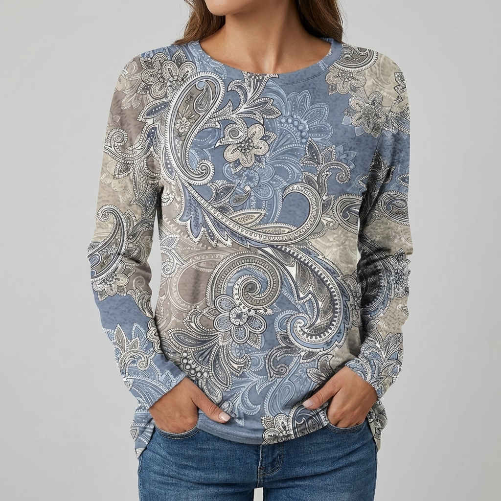 Maglia Floreale a Maniche Lunghe Casual per Donne