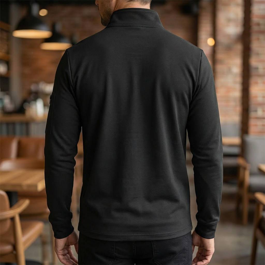 Maglione Zip-Up con Tasca sul Petto per Uomini