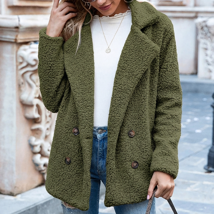 Cappotto a Doppio Petto con Bottoni - Lunghezza Media per Donne