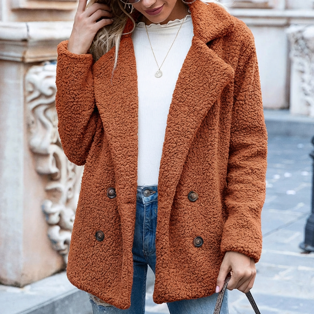 Cappotto a Doppio Petto con Bottoni - Lunghezza Media per Donne