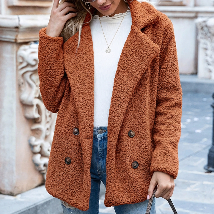 Cappotto a Doppio Petto con Bottoni - Lunghezza Media per Donne