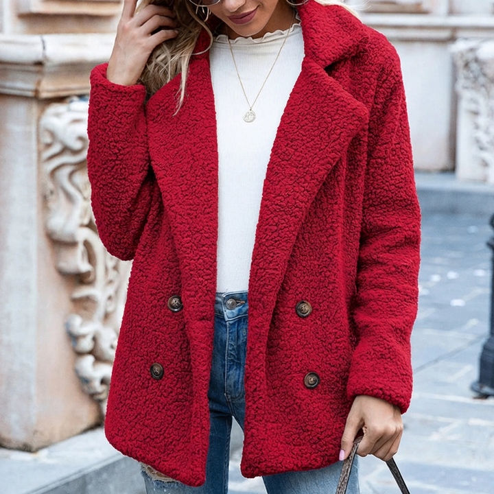 Cappotto a Doppio Petto con Bottoni - Lunghezza Media per Donne