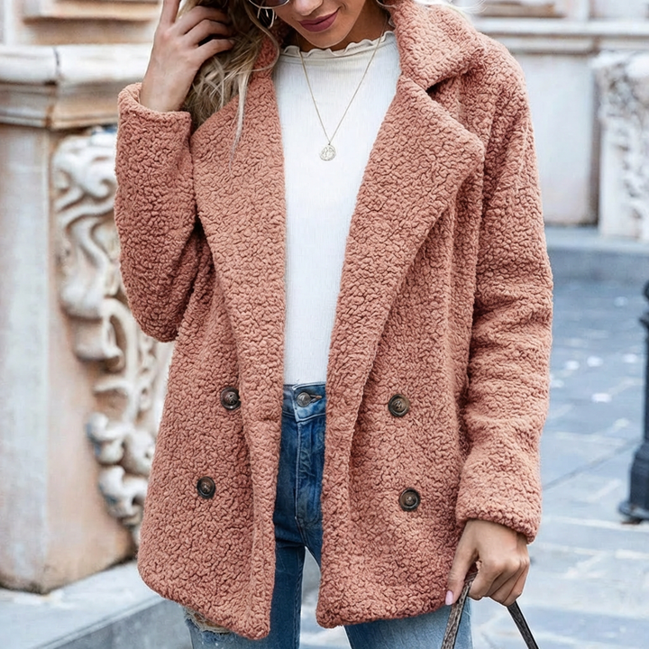 Cappotto a Doppio Petto con Bottoni - Lunghezza Media per Donne