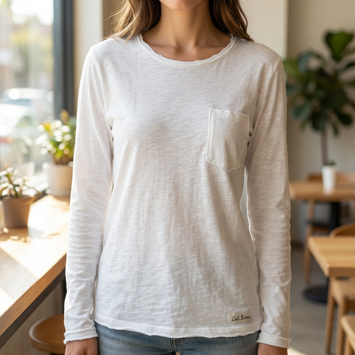 Maglia in Cotone Vintage a Manica Lunga per Donna